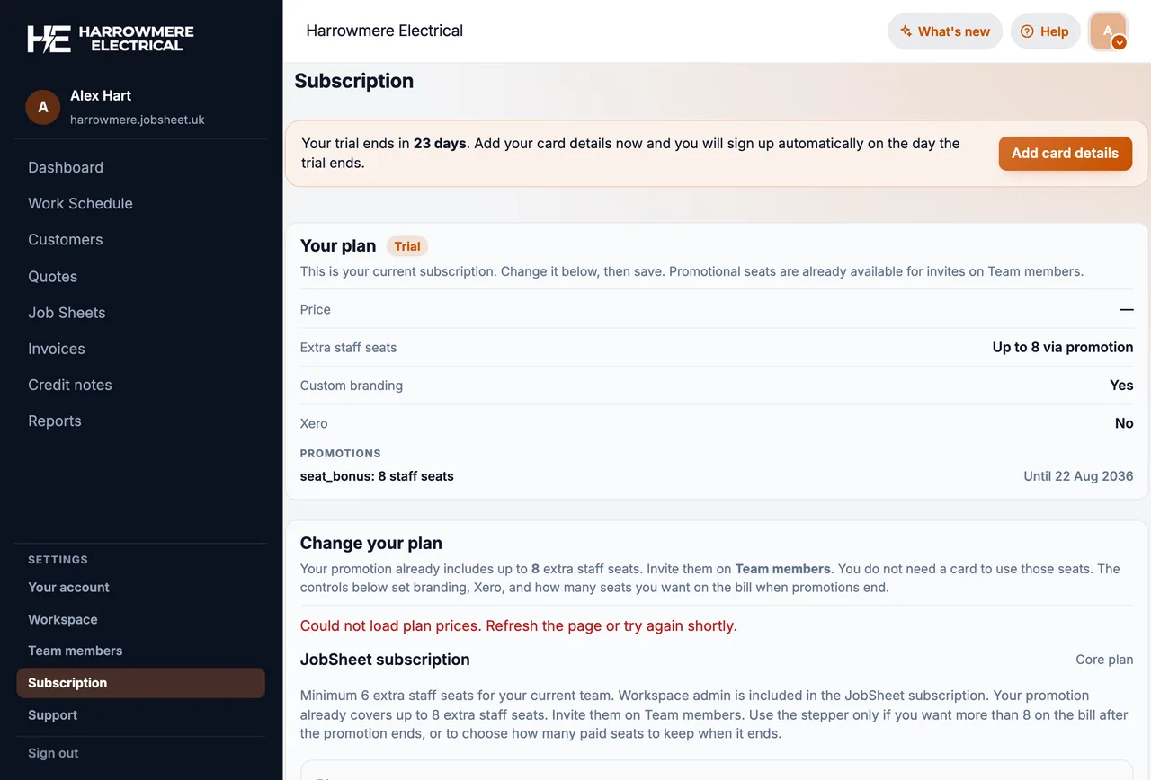 Subscription Change your plan on a computer