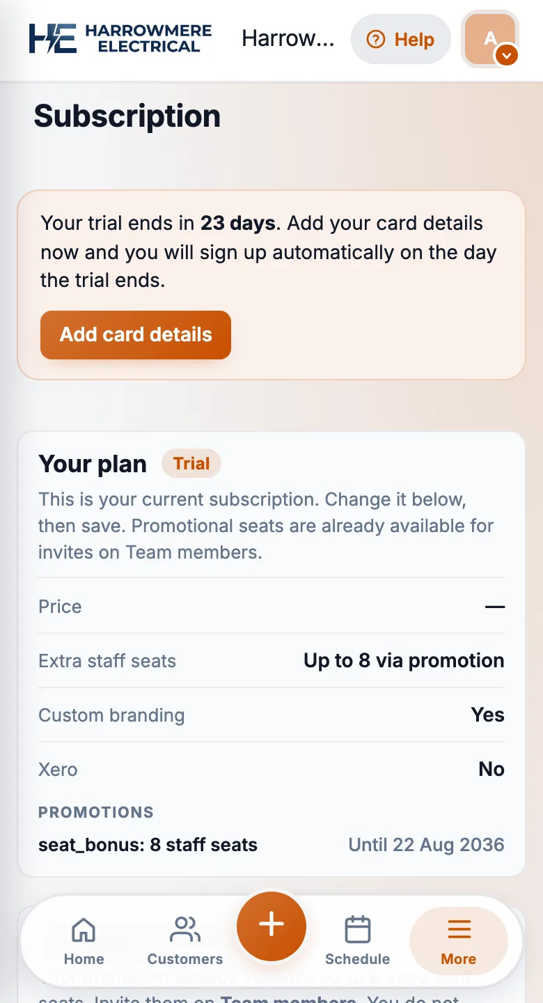 Subscription Change your plan on a phone