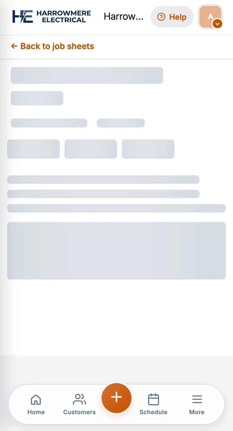 Office Schedule step with Job date and time on a phone
