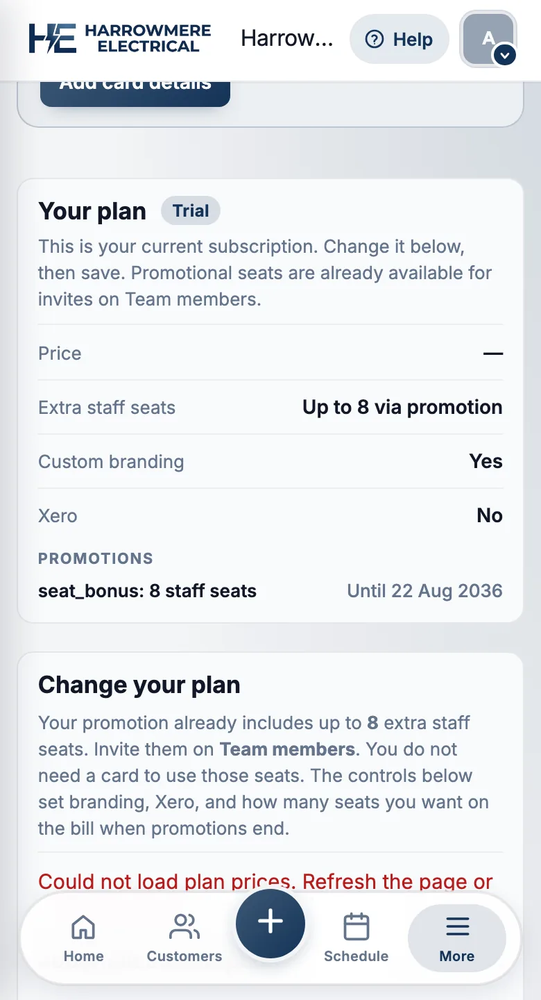 Custom branding add-on on Subscription on a phone