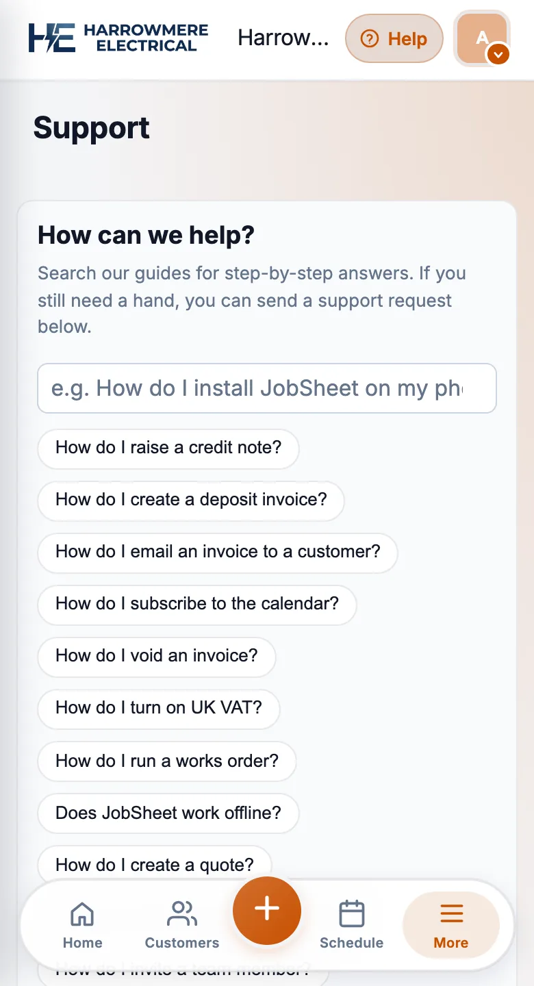 Support search on a phone